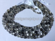 Black Rutile Faceted Oval Shape Beads
